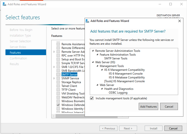 IIS Add Roles and Features Wizard
